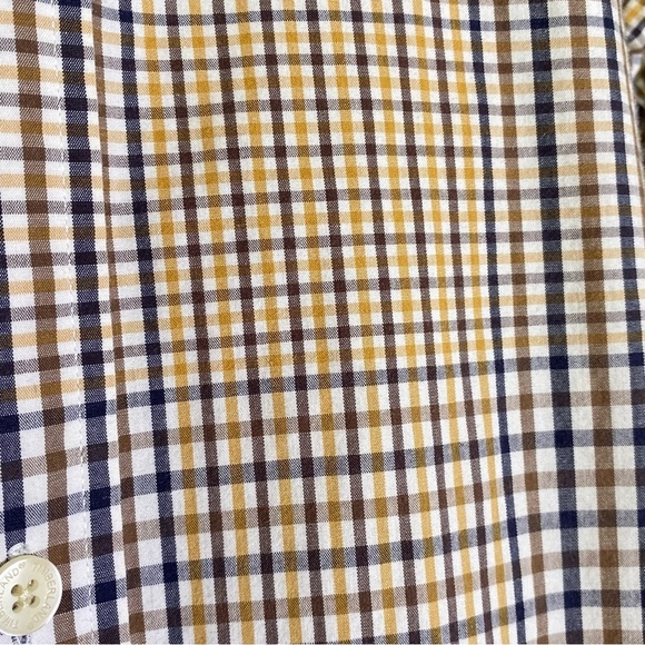 Timberland Big Men's size 3XL Brown, orange & Tan plaid Casual Button Down Shirt - Picture 4 of 5